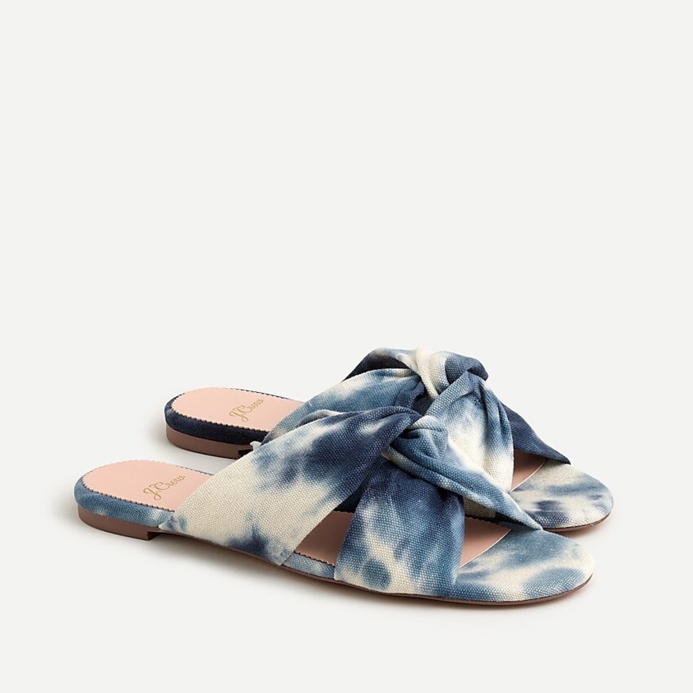 J. Crew Blue Tie-Dye Knot Slide Sandals